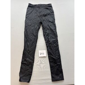 Apperloth Womens Black Coated Faux Leather Pants High Rise Slim Fit L